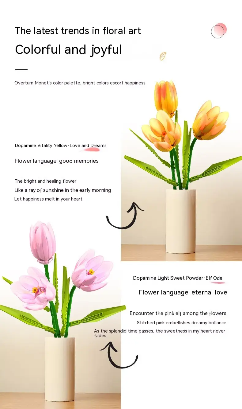 Tulip Building Blocks Flower Assembling Toy Bouquet Decoration