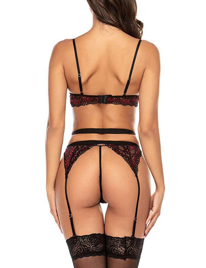 Title 5, Conjunto de lingerie bordada com renda para mul...