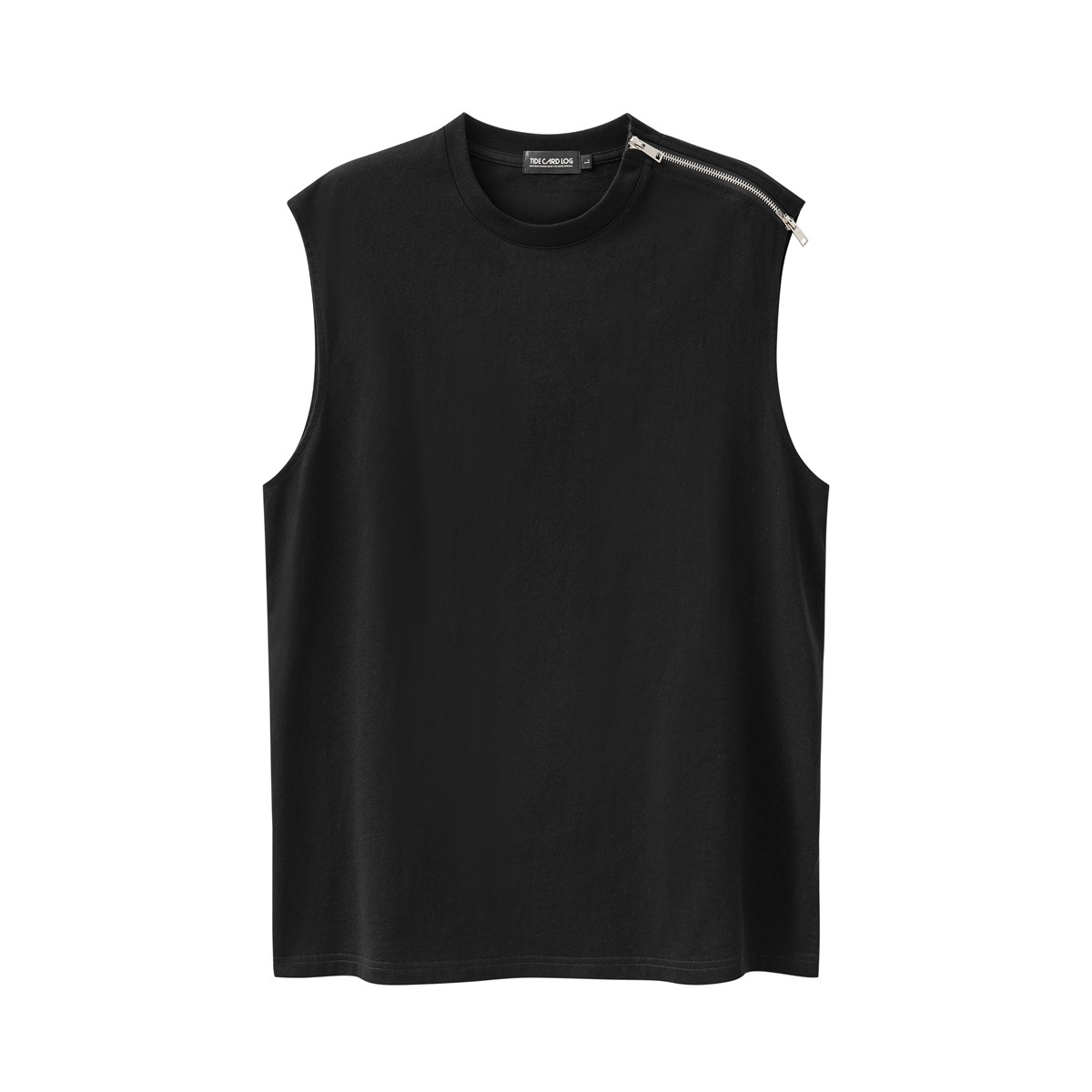 Cotton Metal Zipper Design Basic Style Stitching Loose Sleeveless Vest