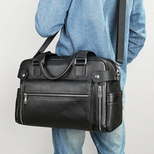 Genuine Leather Large Capacity Briefcase Men's Horizontal First Layer Cowhide Computer Storage Bag — foto 2