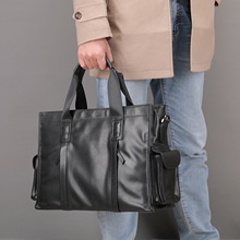 Genuine Leather Large Capacity Briefcase Men's Horizontal First Layer Cowhide Computer Storage Bag — foto 3