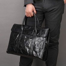 Genuine Leather Large Capacity Briefcase Men's Horizontal First Layer Cowhide Computer Storage Bag — foto 13