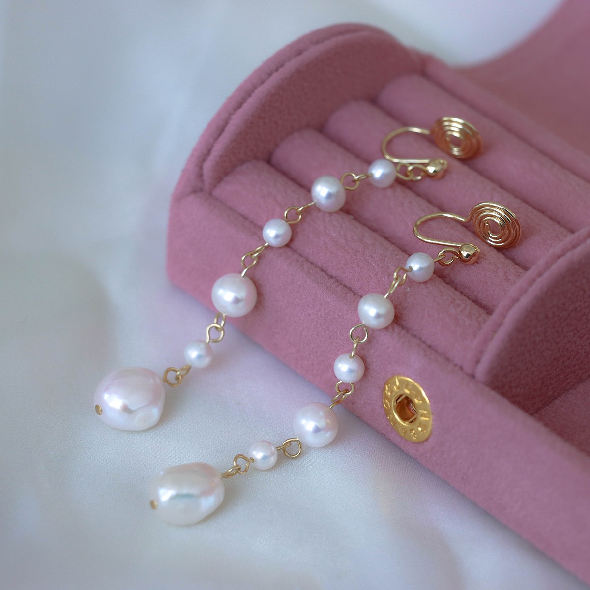 Natural Pearl Long Retro Earrings