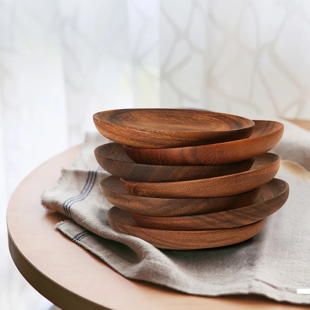 Title 2, A Variety Of Acacia Solid Wood Round Dishes Unp...