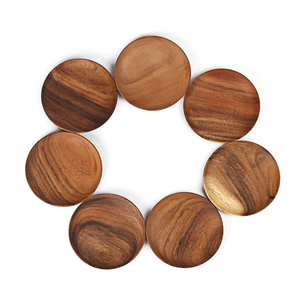 Title 4, A Variety Of Acacia Solid Wood Round Dishes Unp...