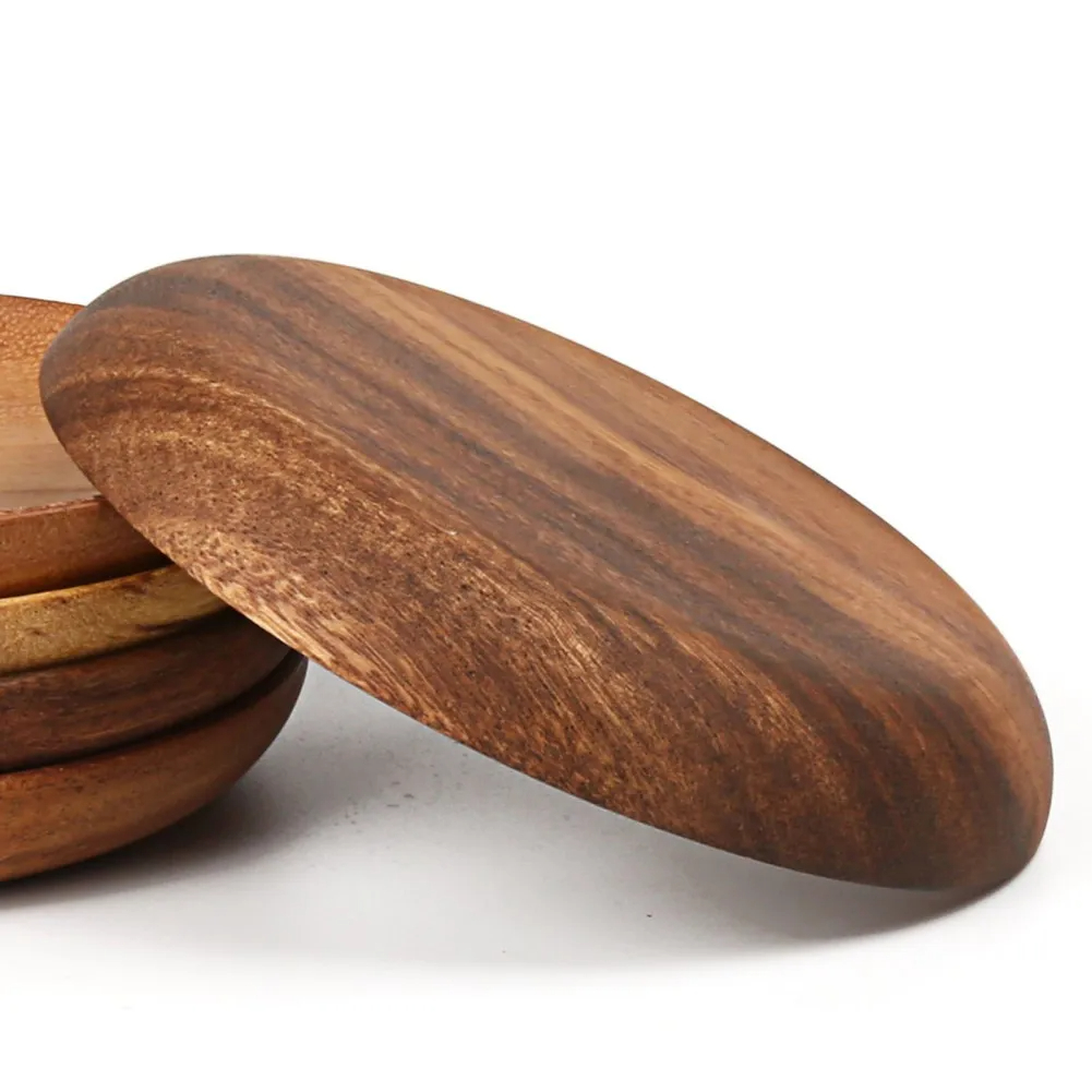 Title 7, A Variety Of Acacia Solid Wood Round Dishes Unp...