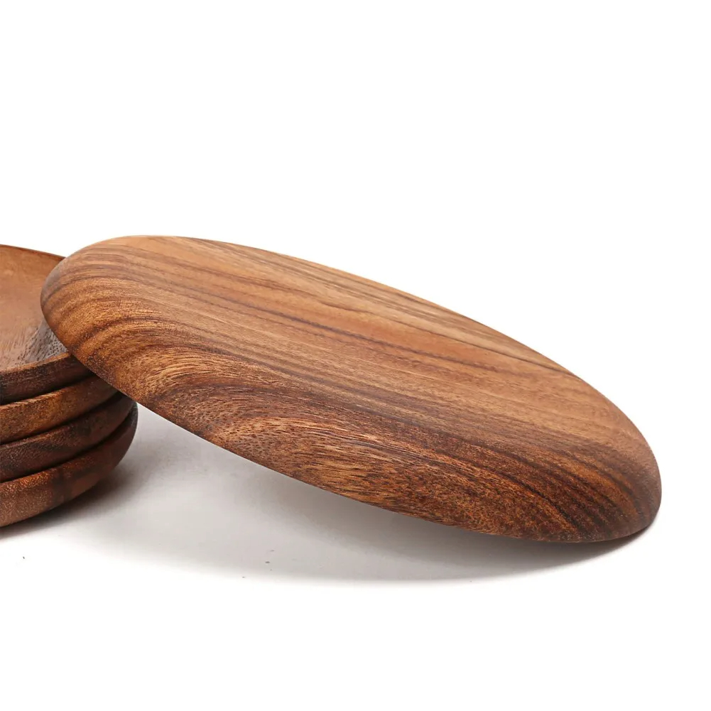 Title 8, A Variety Of Acacia Solid Wood Round Dishes Unp...