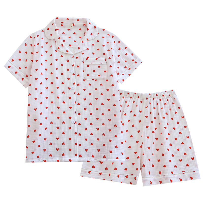 Title 21, Crepe Cotton Lapel Short Sleeve Shorts Pajamas ...