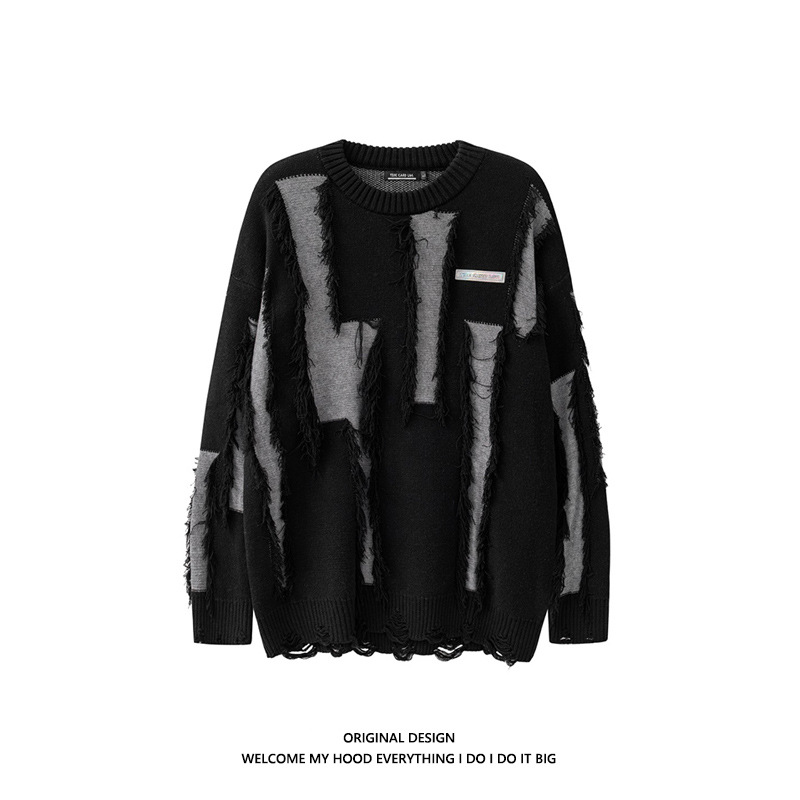Men's And Women's Loose Round Neck Destroyed Sweater