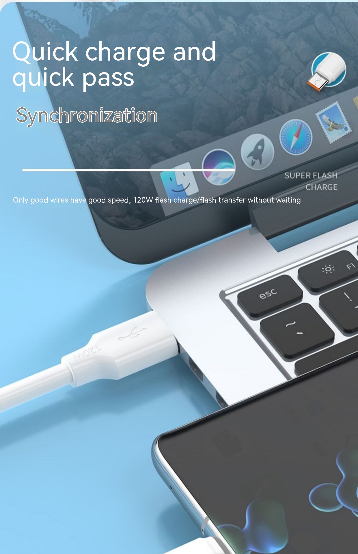 Charging Cable Fast Charging 120W Mobile Phone 6A Bold - Image 3