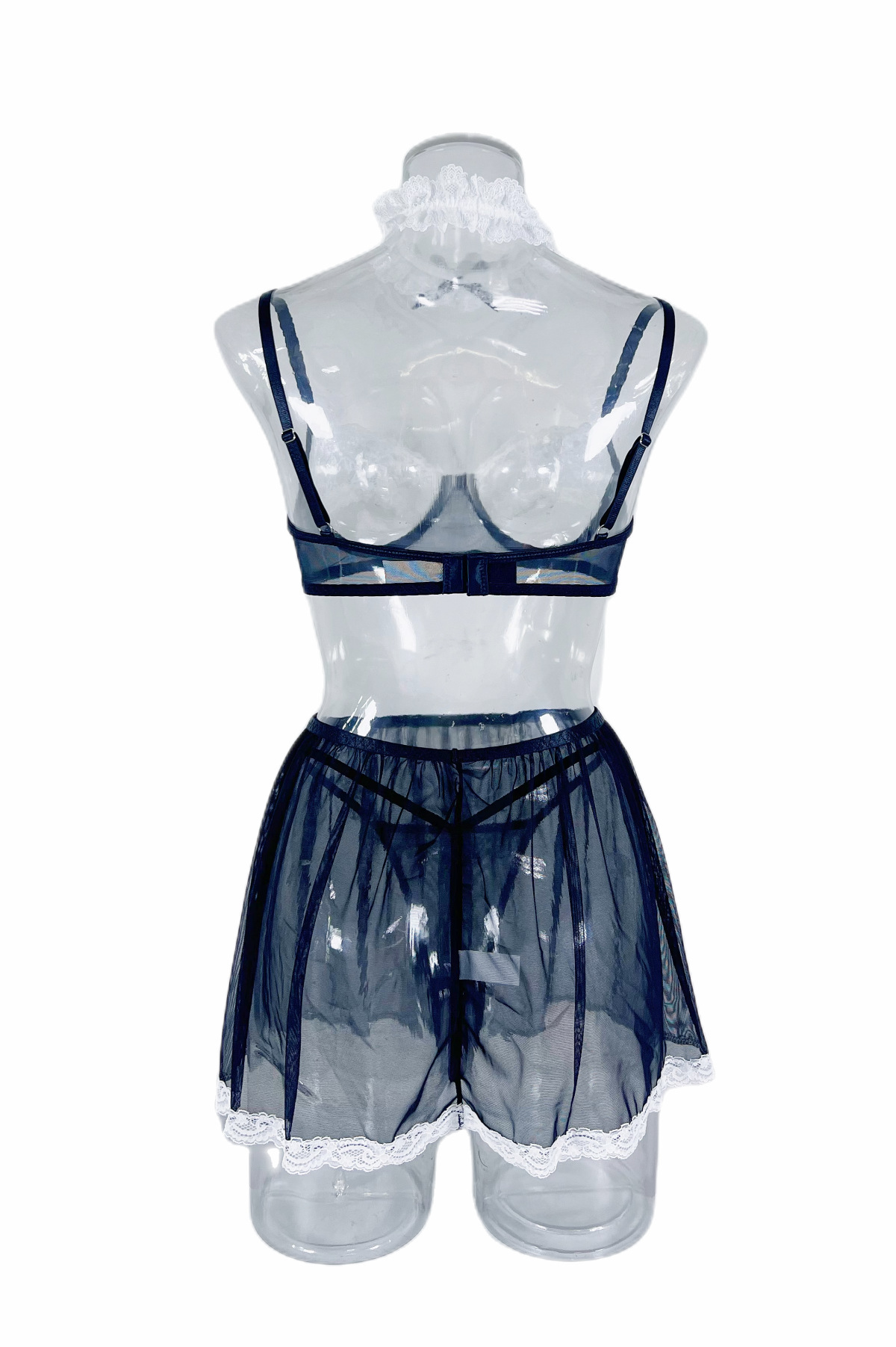 Title 8, Lace Mesh Patchwork See-through Maid Uniform Suit