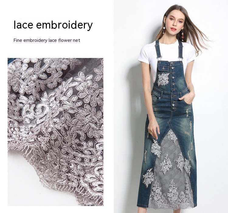 Lace Denim Cotton Brace Dress