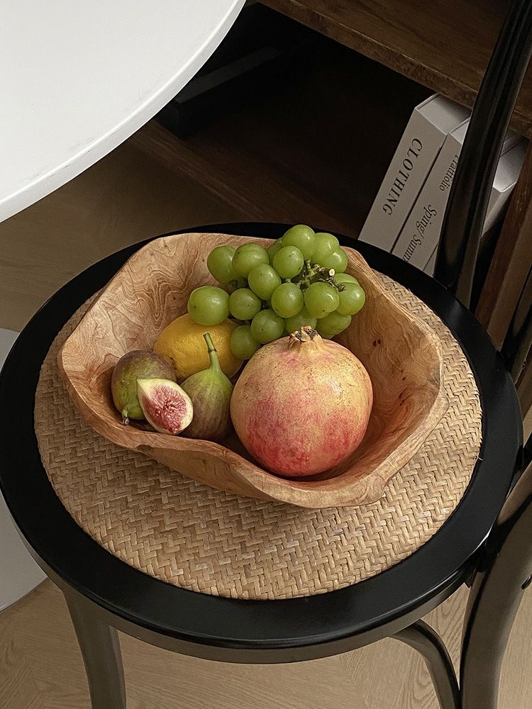 Large Capacity Creative Natural Solid Wood Snacks Fruit Basin