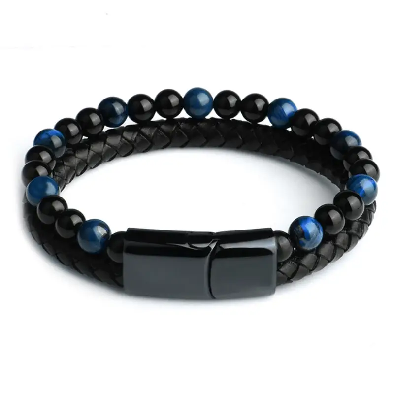Men's Alloy Leather Rope Natural Stone Bracelet
