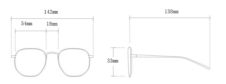 Title 3, Double Beam Square Metal Sunglasses