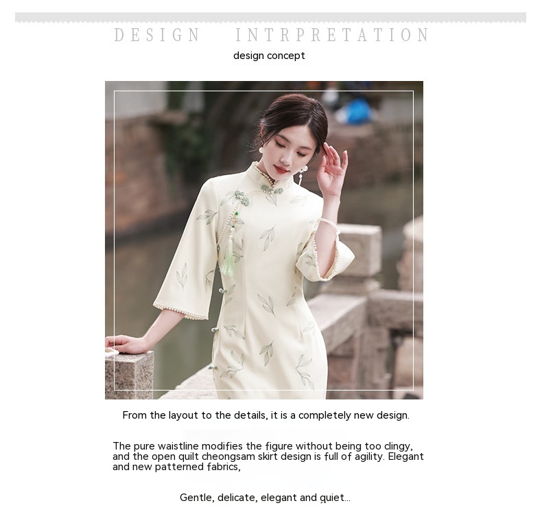 Lace Bell-Sleeve Cheongsam Dress, picture 7 of 9