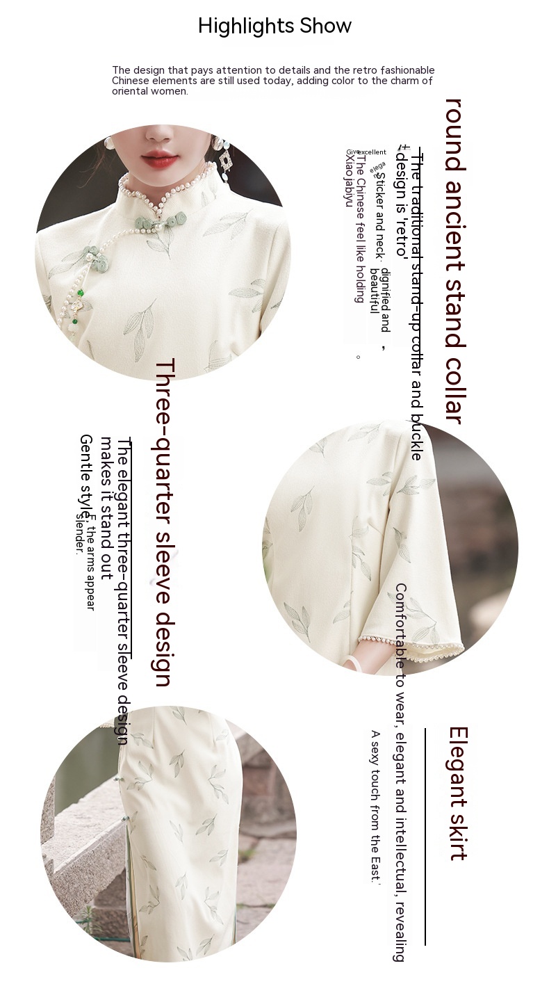 Lace Bell-Sleeve Cheongsam Dress, picture 6 of 9