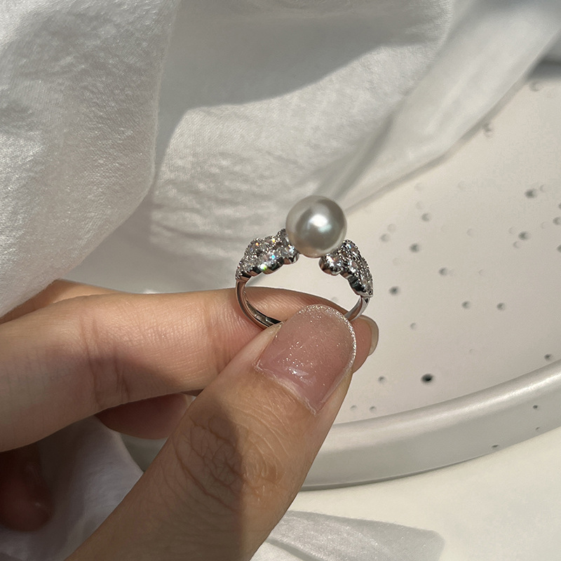 Ins Light Luxury Zircon Pearl Ring