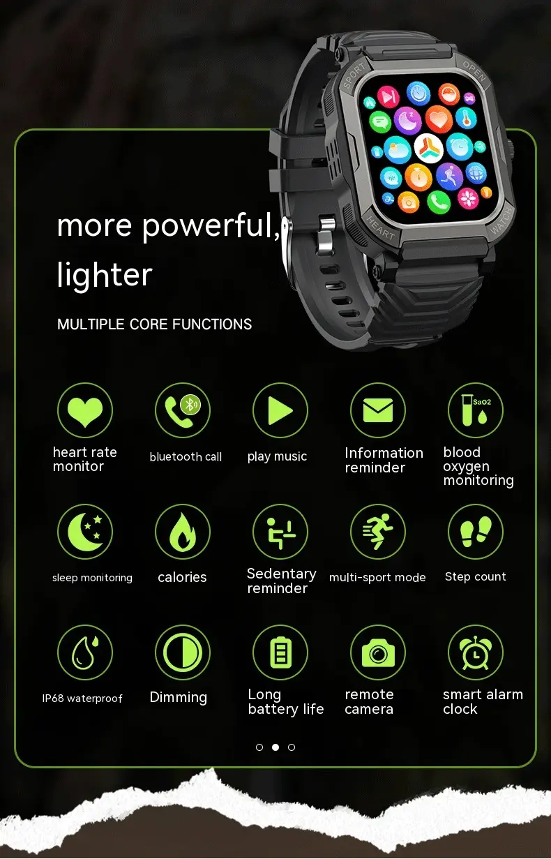 Three-proof Outdoor Sports Bluetooth Calling Electronic Step Heart Rate Watch