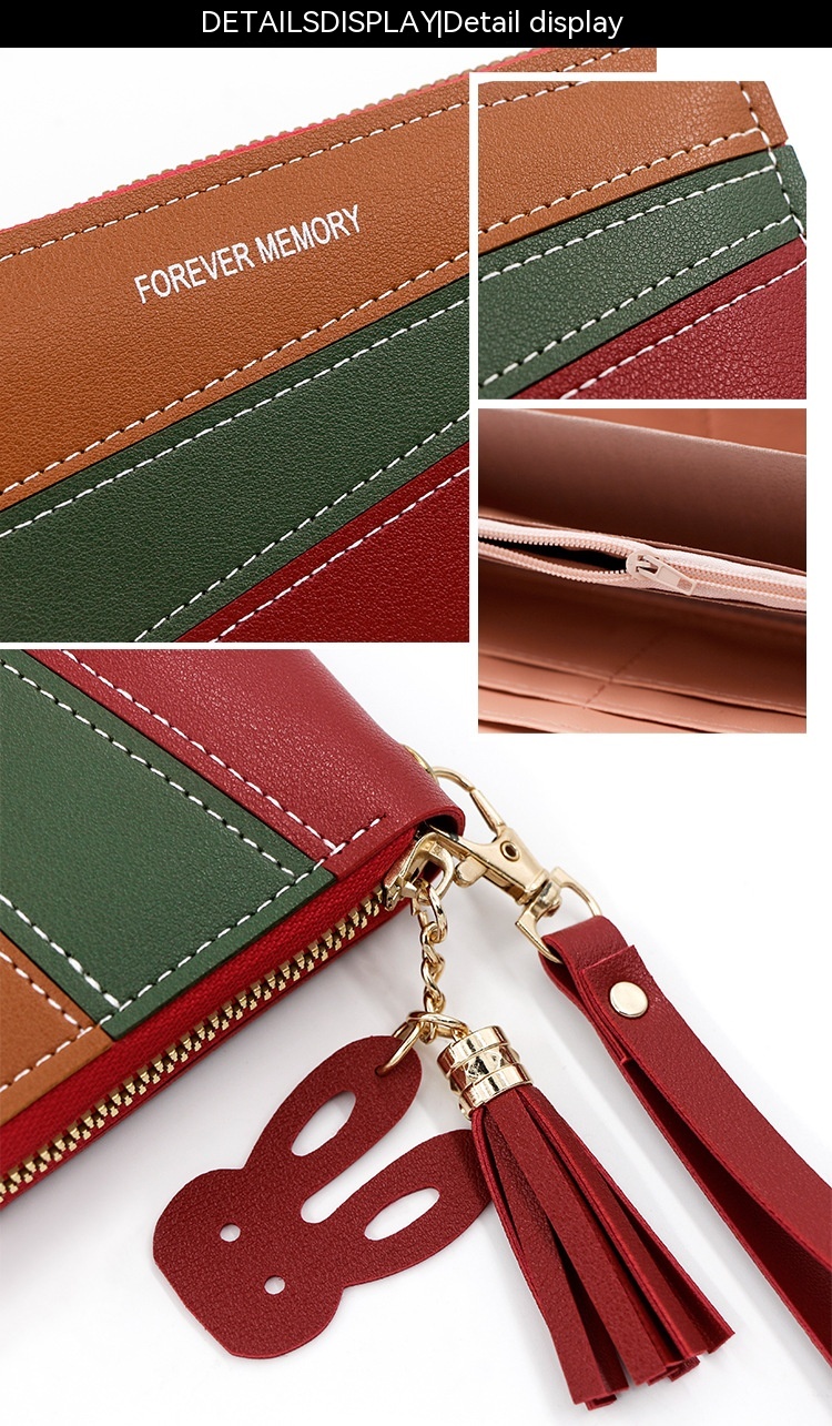 Simple Long Color Matching Fashion Coin Purse Card Holder Handbag