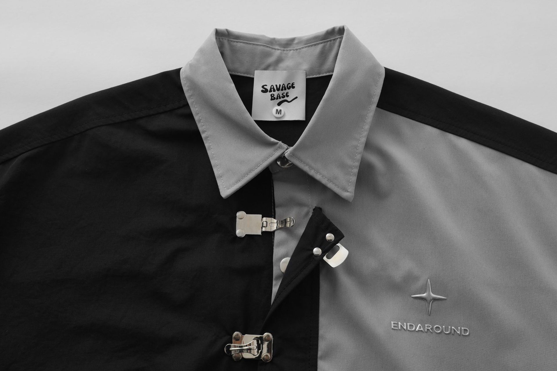 Short-sleeved Aircraft Buckle Shirt Men's And Women's Niche High Street Stitching Profile Shirt