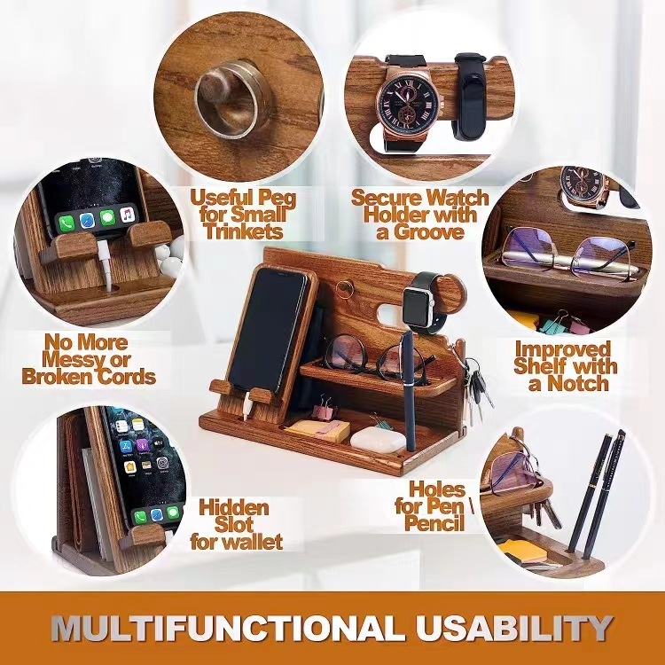 Solid Wood Phone Stand Desktop Creative Storage Rack - Image 11