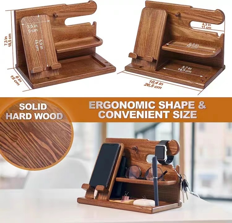 Solid Wood Phone Stand Desktop Creative Storage Rack - Image 2