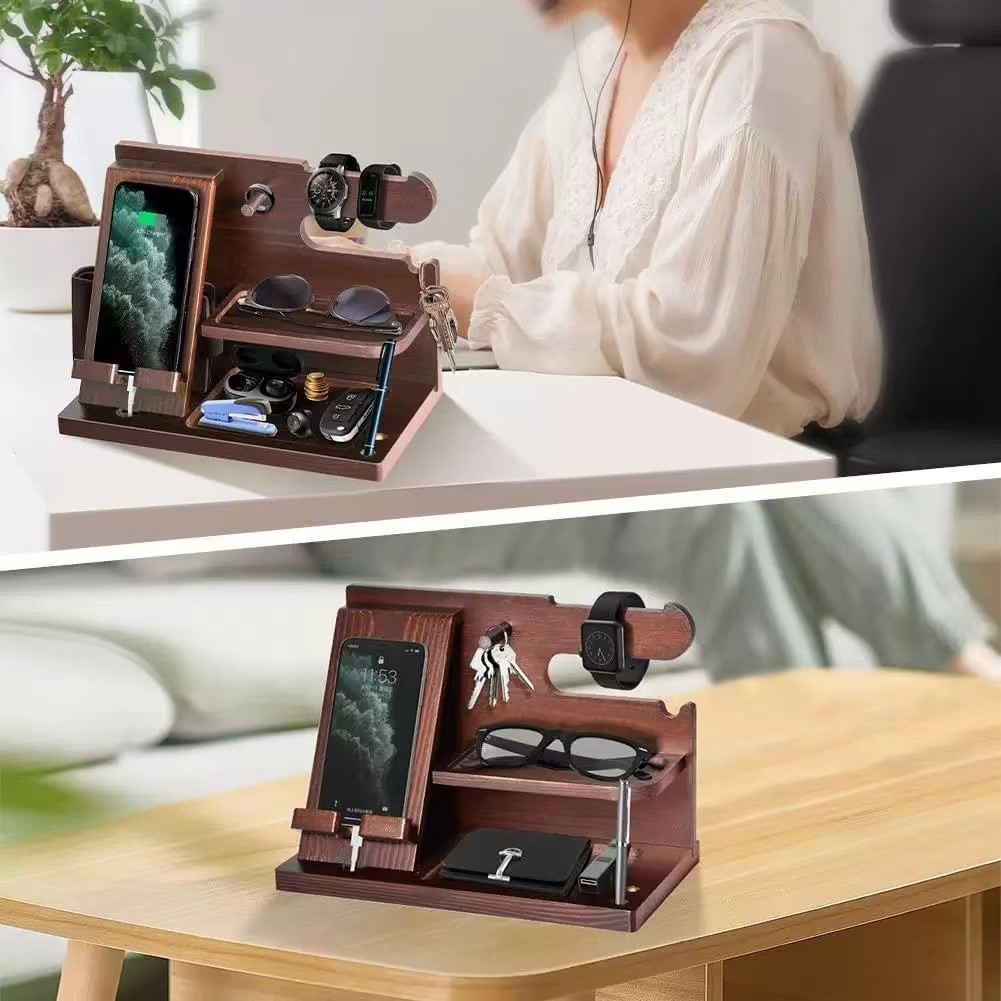 Solid Wood Phone Stand Desktop Creative Storage Rack - Image 10