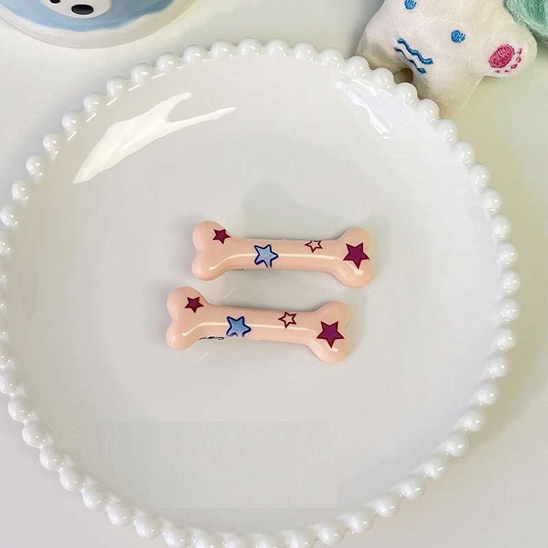 Bone Print XINGX Word Clip Side Bangs Duckbill Clip Female Pink A Pair - Shop at LoveMi