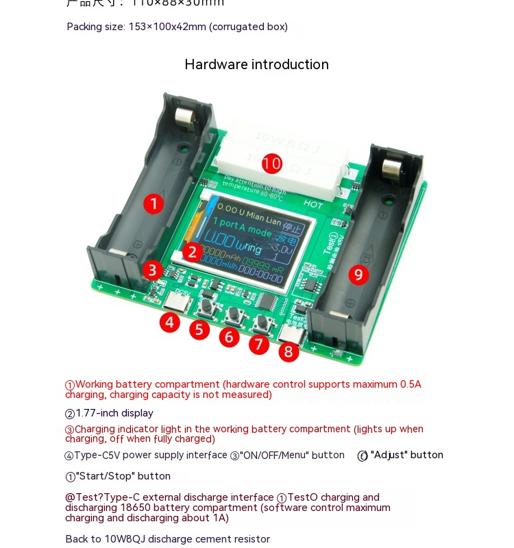 18650 Lithium Battery LCD Display Capacity Internal Resistance Tester - Image 5
