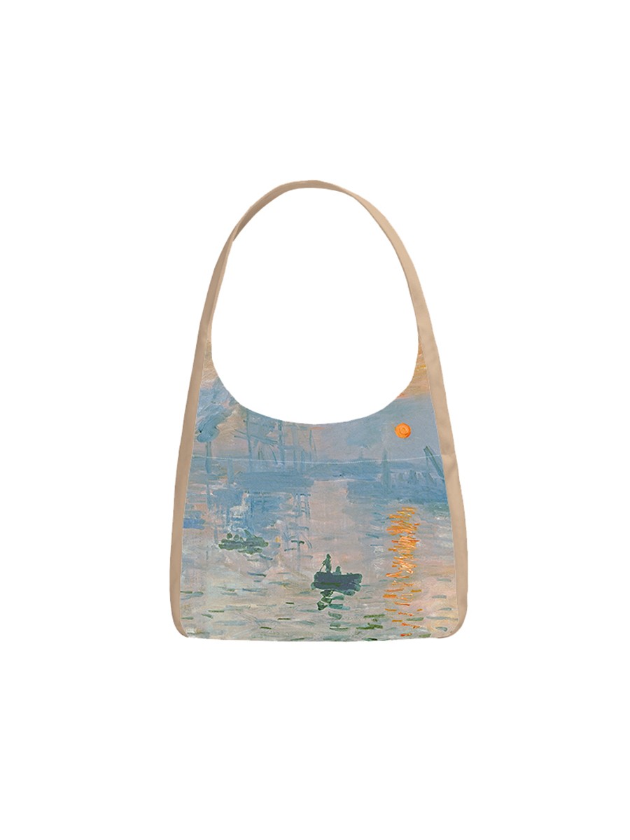 Oil Painting Sunrise Impression Shoulder Bag Large Capacity Canvas Bag