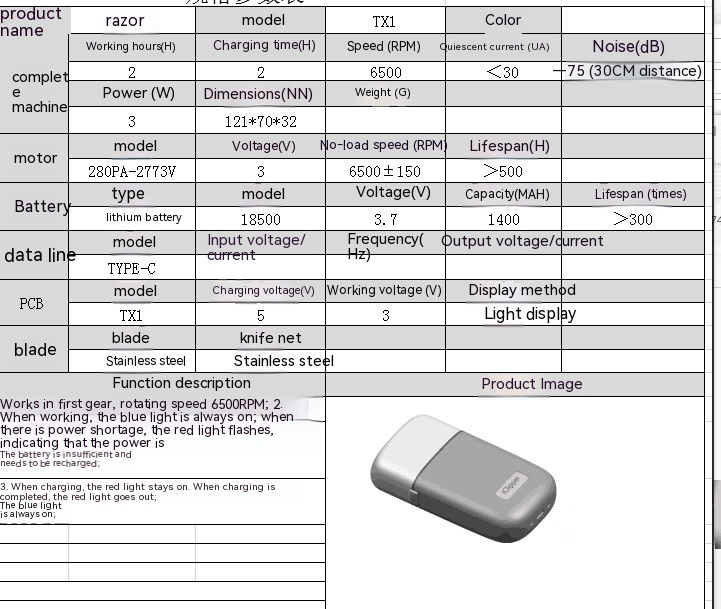 Title 7, Rasoio USB ricaricabile con corpo in metallo. O...