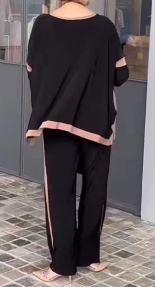 Women's Loose Plus Size Casual V-neck Top Shirt Blouse And Pants