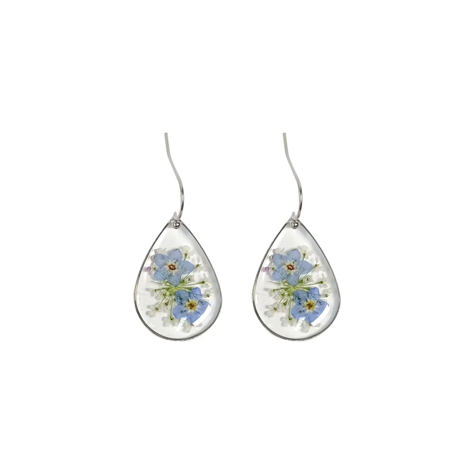 Resin Water Drop Dried Flower Eardrop Earring