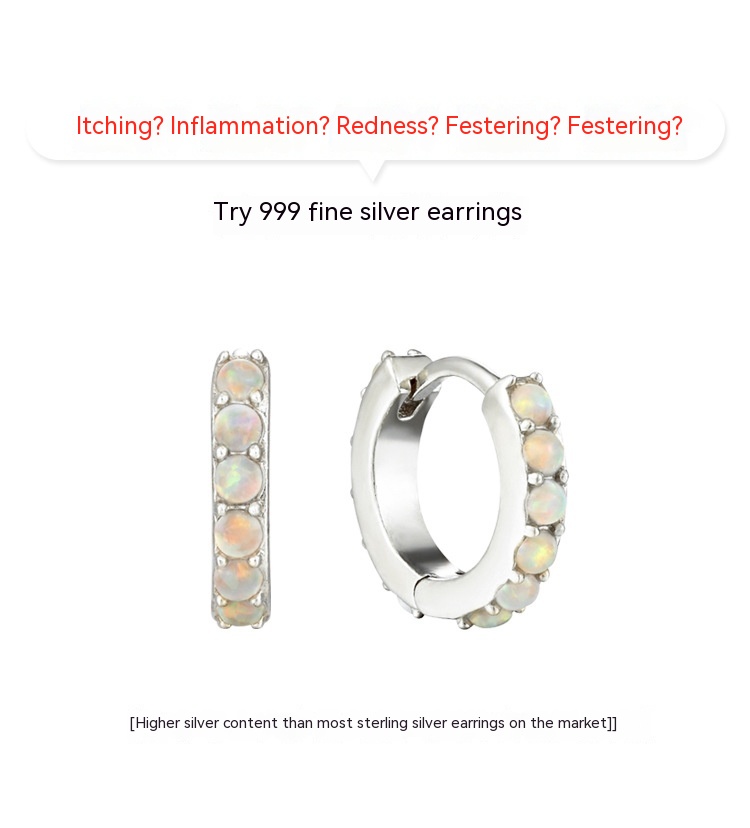 S999 Pure Silver Refined Zircon Pearl Earrings