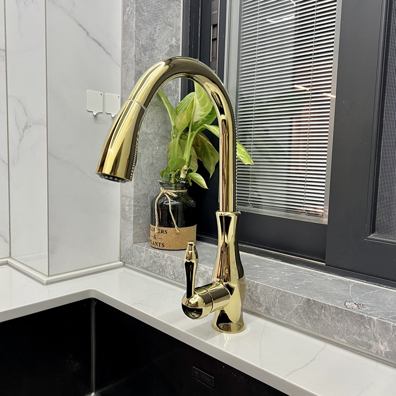 Title 1, French Retro Pull Faucet Copper Classical Fauce...