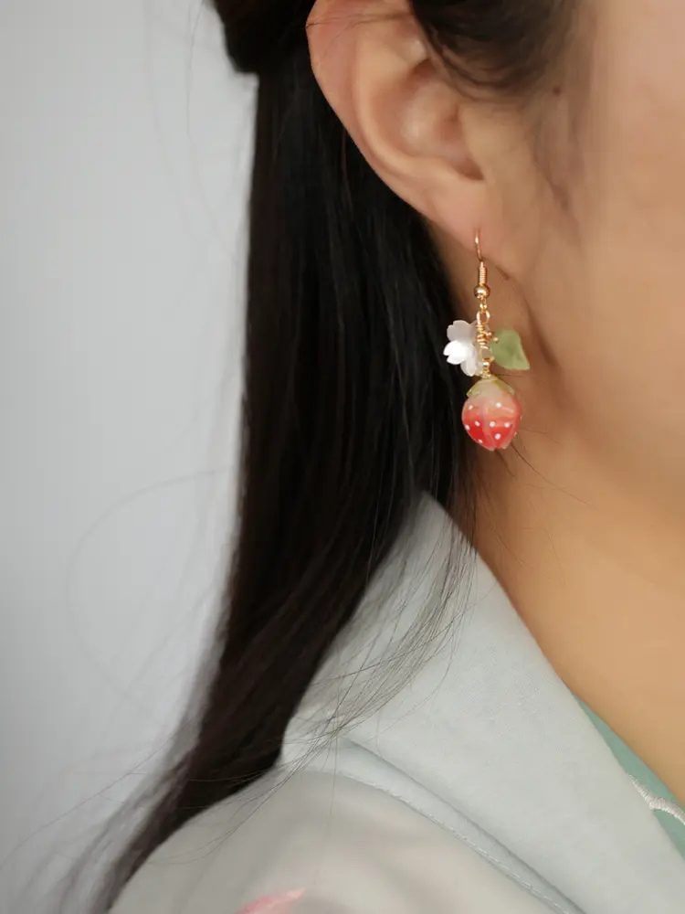 Rose Epoxy Long Earrings Handmade