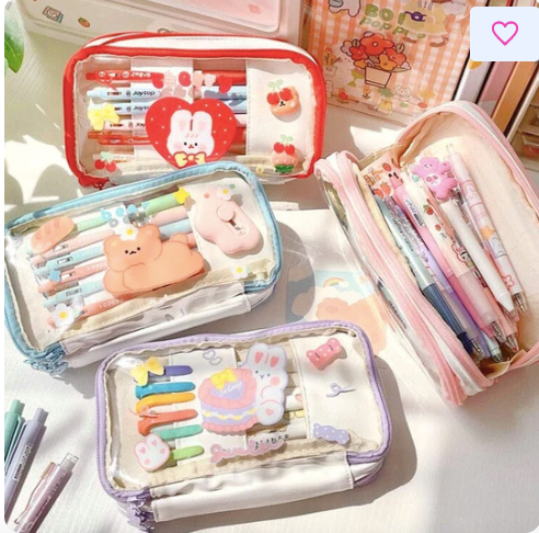 Title 2, Japanese Transparent Girl Heart Pen Bag