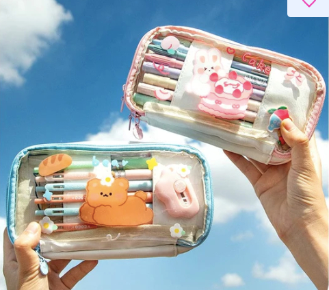 Title 3, Japanese Transparent Girl Heart Pen Bag