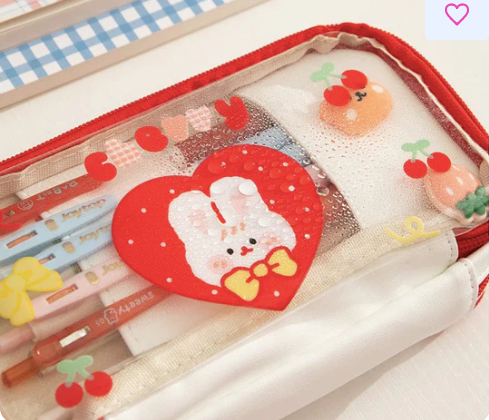 Title 6, Japanese Transparent Girl Heart Pen Bag