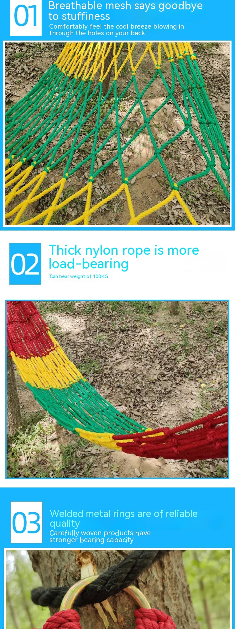 Title 4, Outdoor Nylon Rope Mesh Hammock