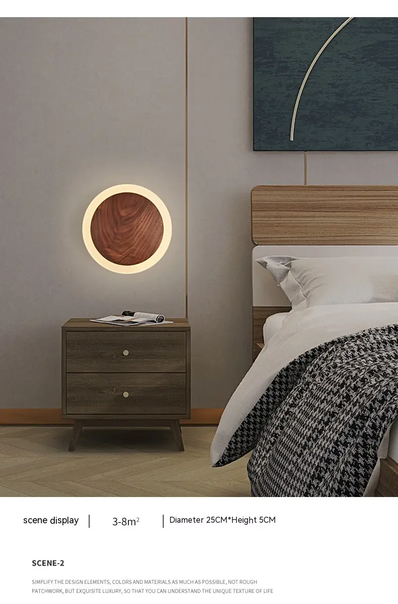 Bedroom Bedside Walnut Wall Lamp Nordic Modern