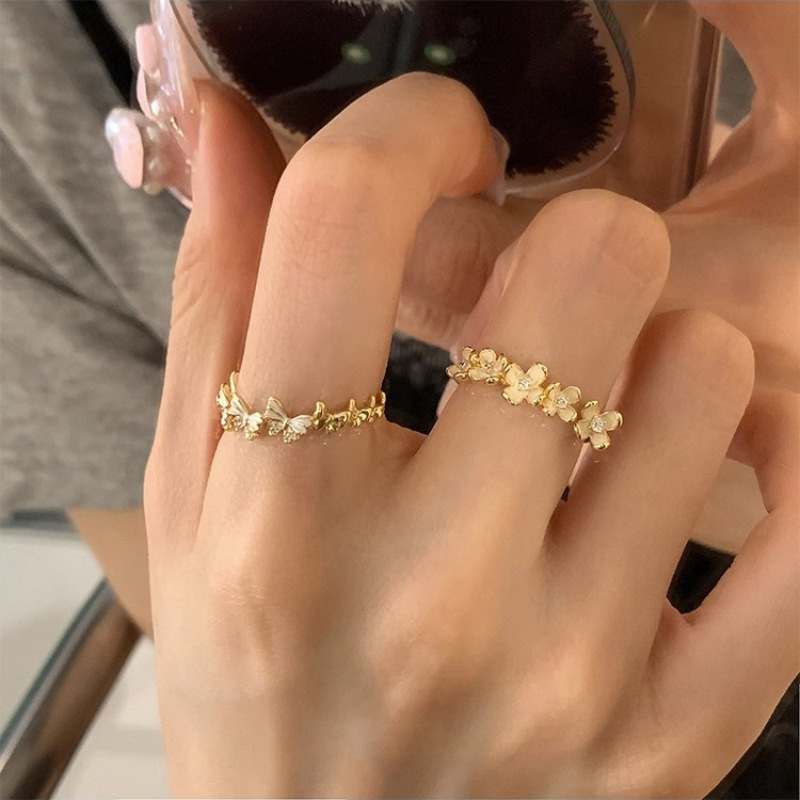 Butterfly Flower Ring Fashion All-matching