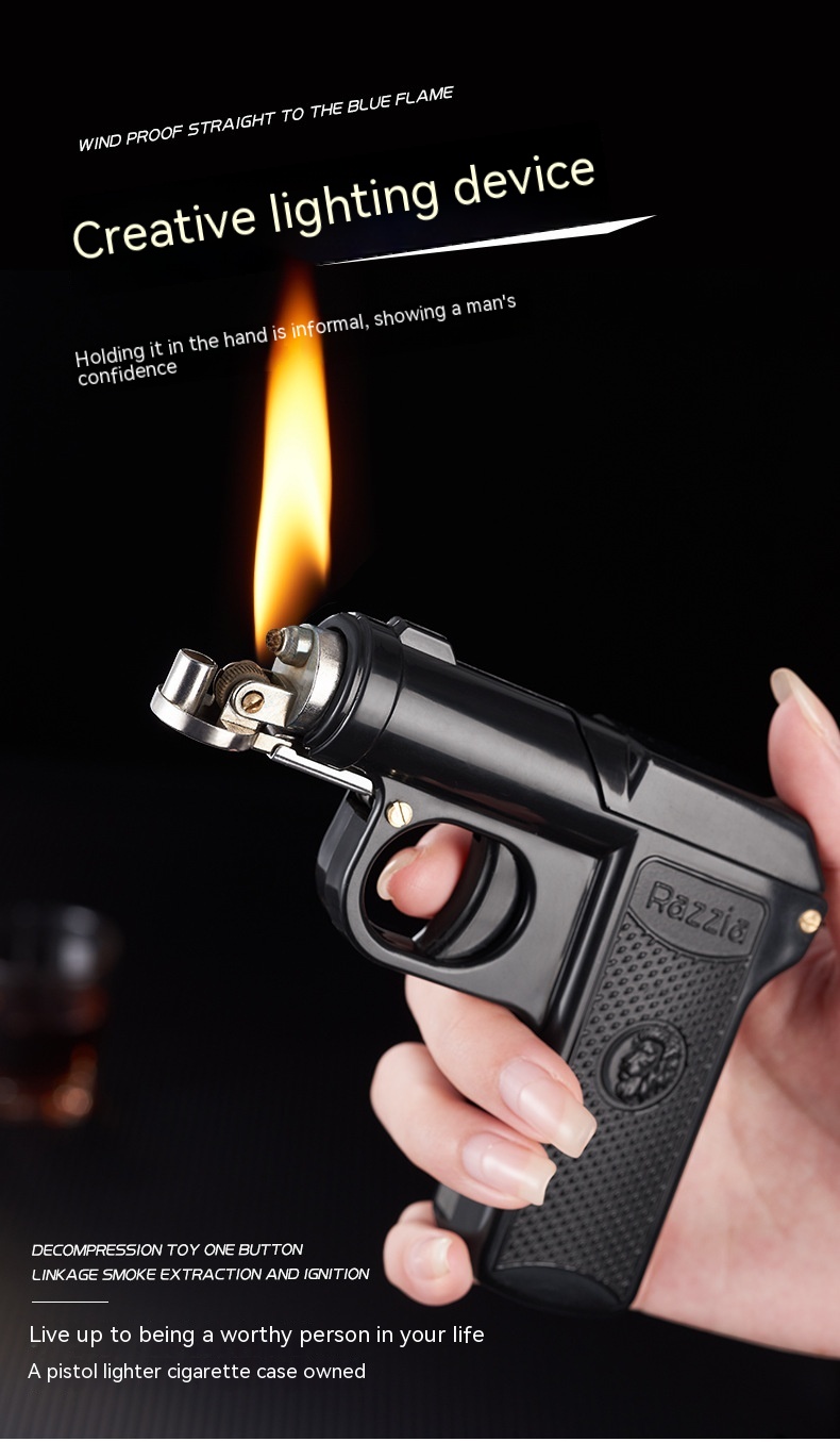 Title 10, Gun-shaped Cigarette Case Lighter