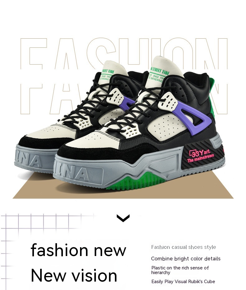 High-top Tide Shoes Student Combat Boots Platform Sneakers