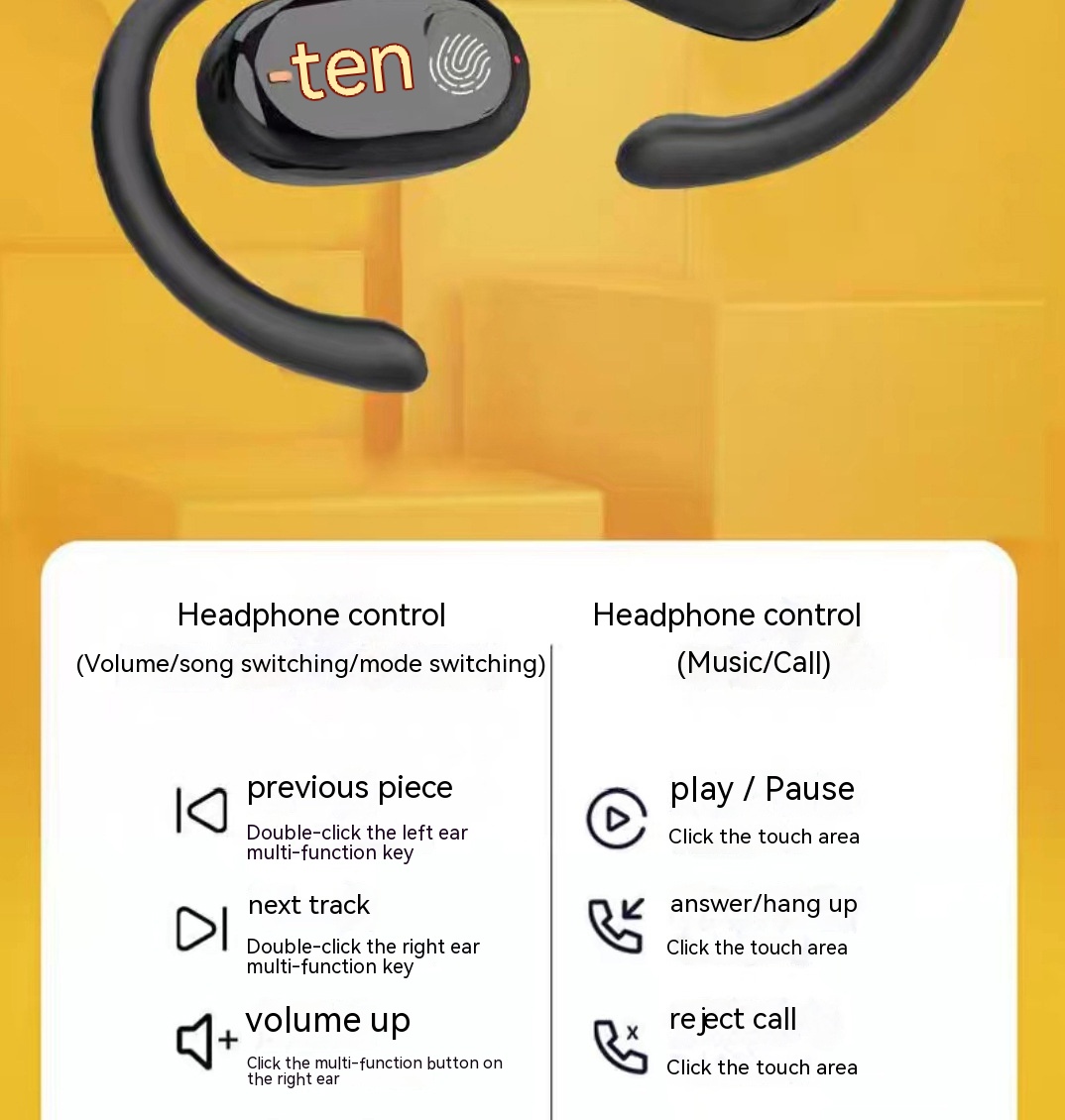 Semi-in-ear Double Polar Noise Reduction Waterproof Wireless Bluetooth Headset