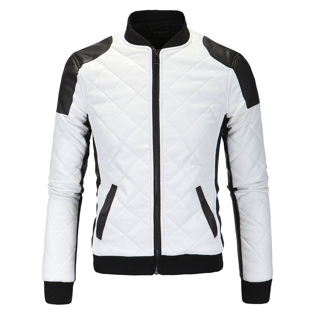 Title 6, Herren-Stehkragen-PU-Motorrad-Lederjacke