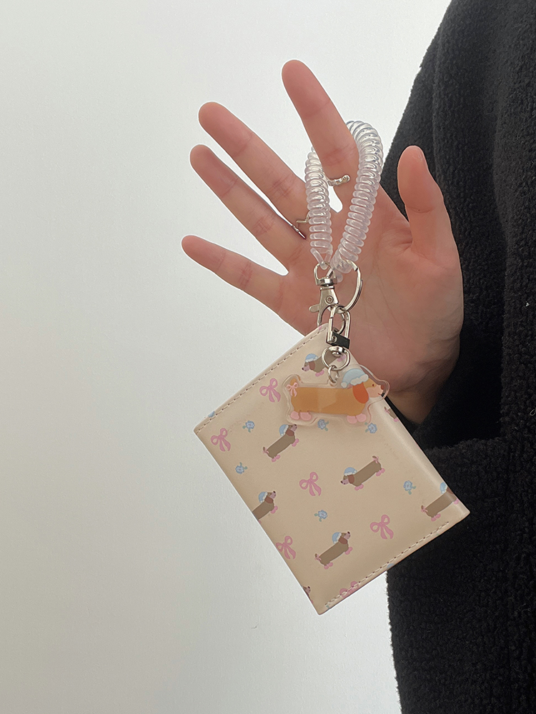 Large Capacity Multiple Card Slots Floral Dachshund Three-fold Wallet