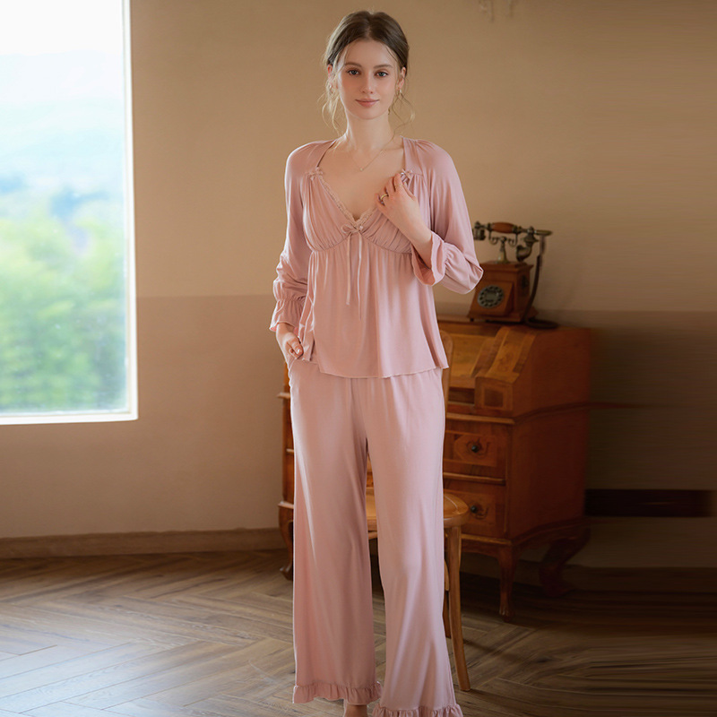 Pure Desire V-neck With Chest Pad Home Wear Two-piece Suit Can Be Worn Outside