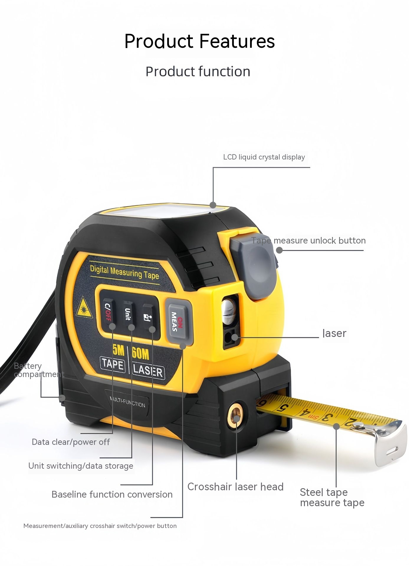 Laser Range Finder High Precision Distance Measuring Ruler Infrared Laser Tape Portable Range — foto 7